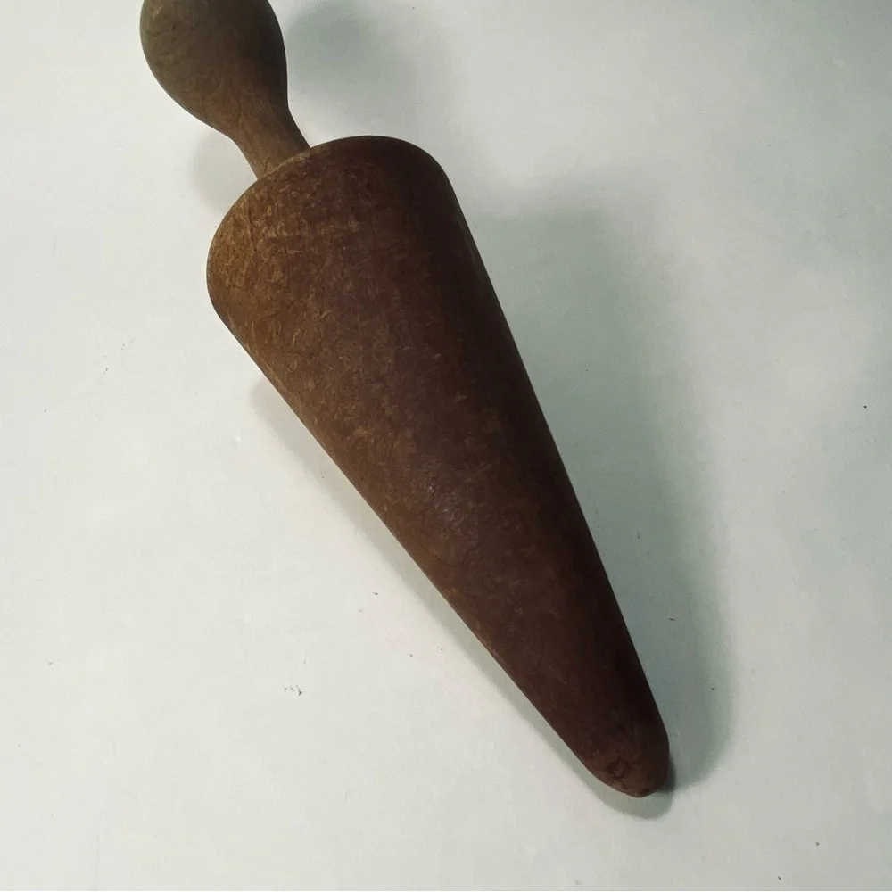 Vintage Primitive Rustic Wooden Cone-shaped Pestle or Masher